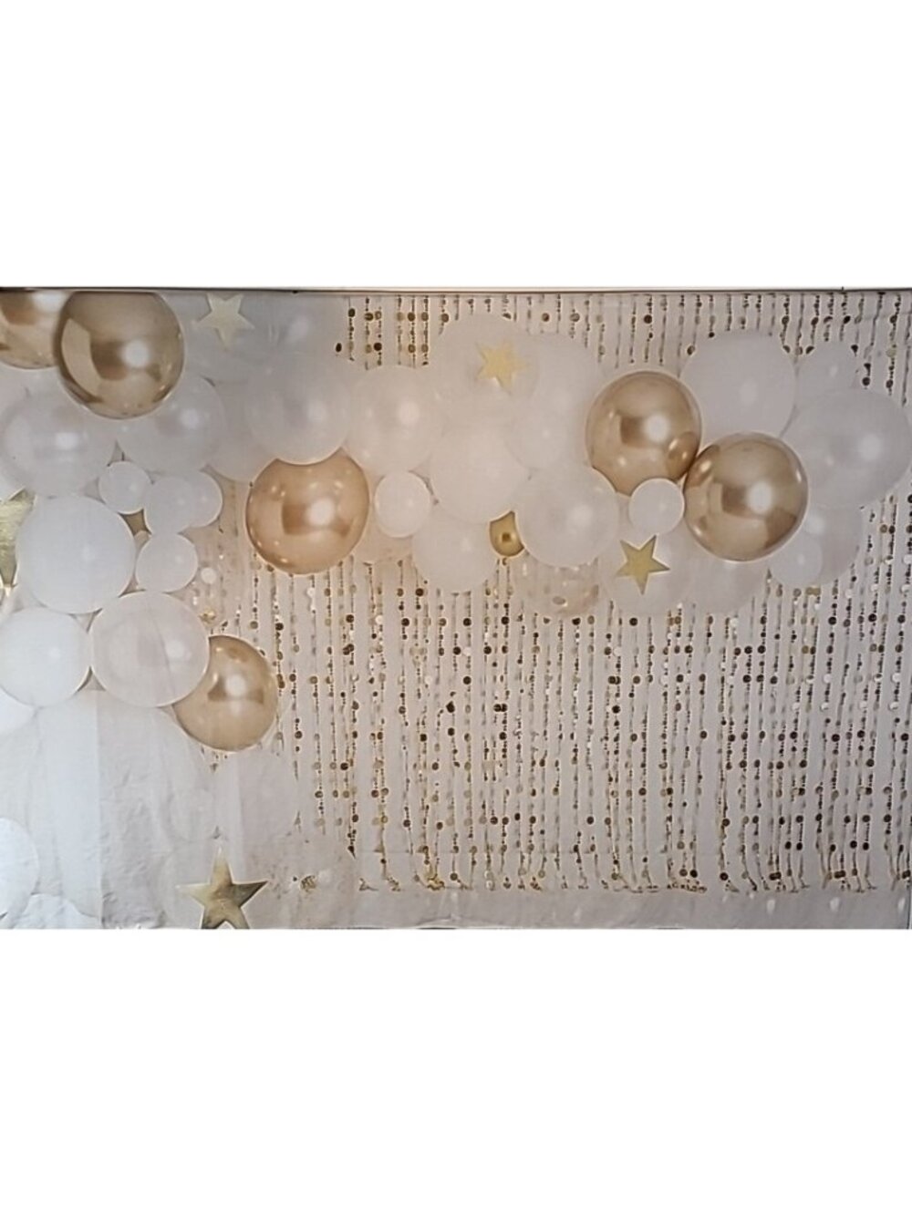 Kate Backdrop 5' x 7' Gold & White Balloons Photography Background Wrinkle Free